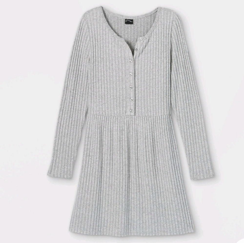 NWT Art Class Girl's Cozy Henley Dress, Color Gray, SIze XXL